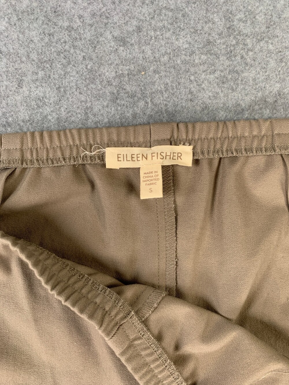 Eileen Fisher Straight-Leg Trouser Elastic Waist Taupe Women's Size Small - Picture 2 of 8